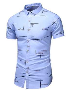 Fashion 9 Style Design Short Sleeve Casual Shirt Men's Print