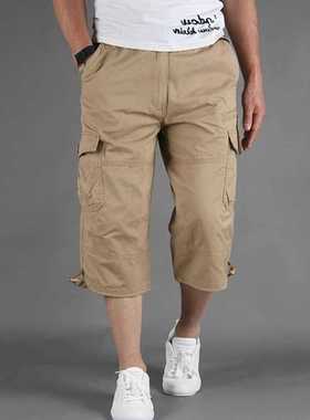 Knee Length Cargo Shorts Men	s Summer Casual Cotton M