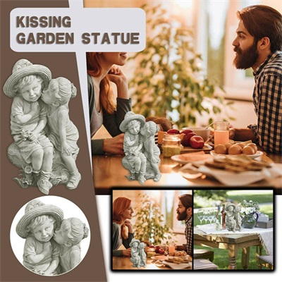 Garden Kissing Kids Ornaments Outdoor Decor Boy And Girl-图0