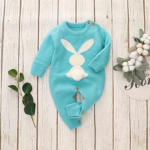 Baby Rompers Cute Rabbit Pom Pom Newborn Toddler Jumpsuit Ou - 图3