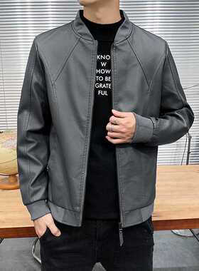 M-8XL brand leather jacket men's spring and autumn new baseb