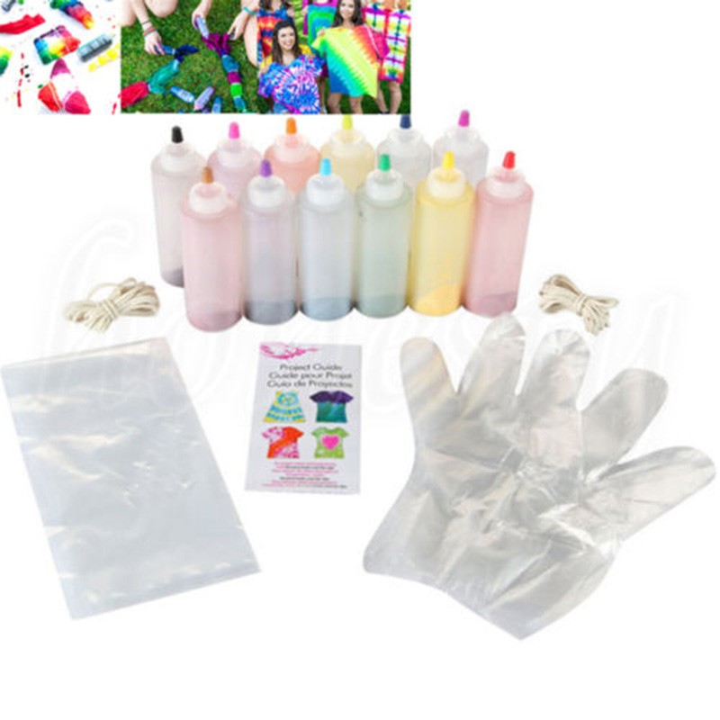 12pcs One Step Tie Dye Kit Vibrant Fabric Textile Permanent - 图2