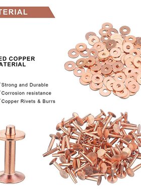 100 Sets Copper Rivets and Burrs Washers Leather Copper Rive
