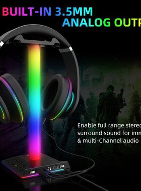 RGB Headset Stand Dual USB Ports Touch Console Gaming