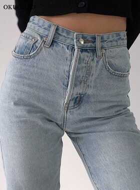 2022 High Waist Baggy Jeans Women Casual Straight Leg Loose