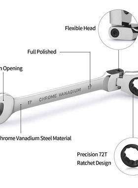 Flexible Ratchet Wrench Spanner Nut Tool Head Ratchet Metri