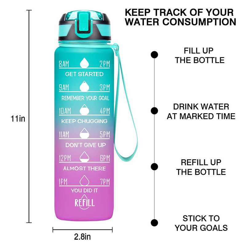 32OZ Portable Water Bottle Motivational Sports Water bottle - 图3