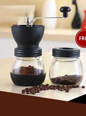 HOT Manual Coffee Grinder with Storage Jar Soft brush Conic