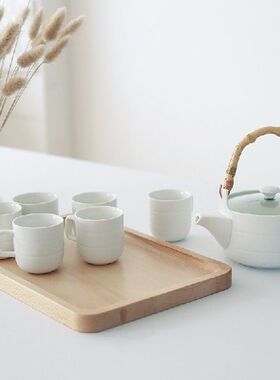 Simple Japanese bamboo handle teapot flower grass tea pot