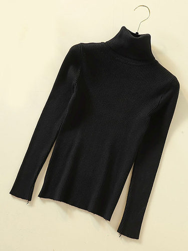 JMPRS Turtleneck Women Pullover Sweater Spring Jumper Knitte - 图1