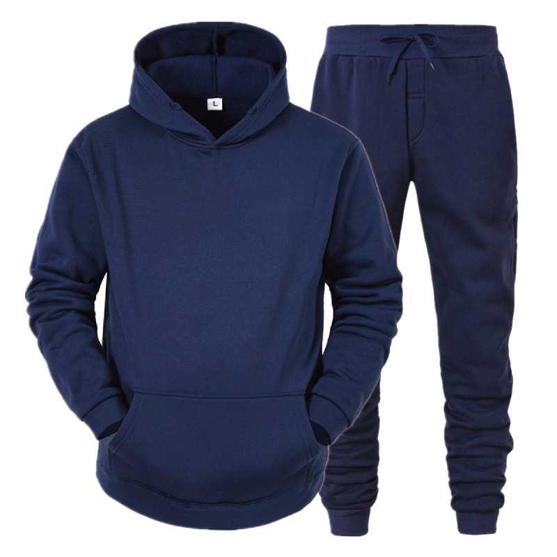 Men's Hoodie Suit Men Sports Wear Tracksuits Autumn Winter M-图2