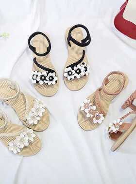 Summer Shoes Woman Sandals Elastic ankle strap Flat Sandalia