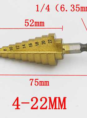 Hex Titanium Step Cone Bit 4-22MM 10 Order Hole Cutter For S