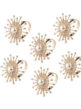 6 Pcs Gold Napkin Rings Metal Napkin Holders for Wedding Din
