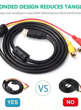 1.5m Male Jack To 3 RCA Female Plug Adapter Audio Converter