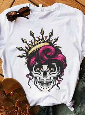 Women's T-shirt Harajuku Skull Deer Camouflage Burlap Turban