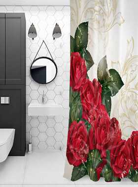 Classic Red Rose Shower Curtains for Bathroom Waterproof
