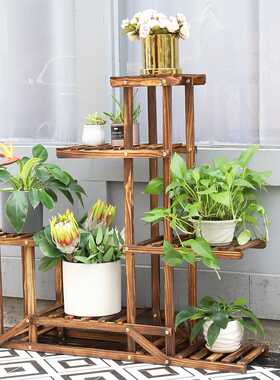 6 Tiered Wood Plant Flower Stand Shelf Planter Pots Shelves
