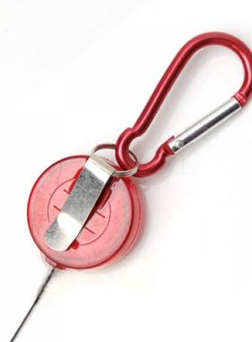 Red Retractable Badge Reel Pen Belt Clip & Carabiner