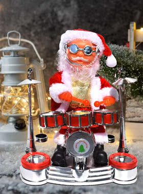 Electric Music Santa Claus Doll Stage Drums Guitar