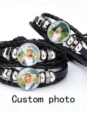 Free design personalized photo men's bracelet adjustable le
