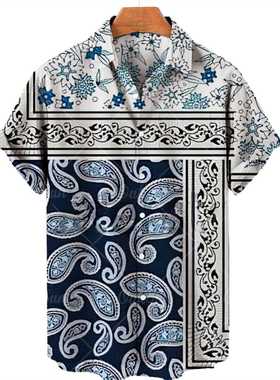 2022 Men's Clothing D Hawaiian Shirt Men Fashion Cashew Flo