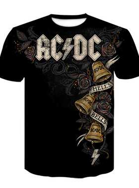 Summer AC DC 3D Printed Rock & Roll Men's T-Shirt Tee Me