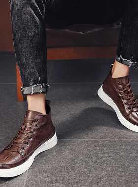 Fashion Black Men's leather casual flats shoes Driving Shoes