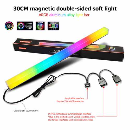 COOLMOON 0cm Aluminum alloy RGB PC Case LED Strip Magnetic - 图3
