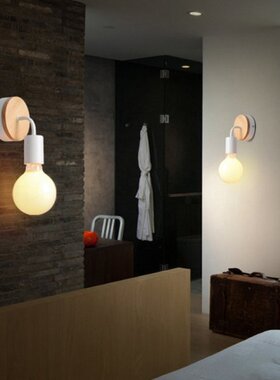 Wood Wall Lamp Vintage Sconce Wall Lights Fixture E27 110V 2