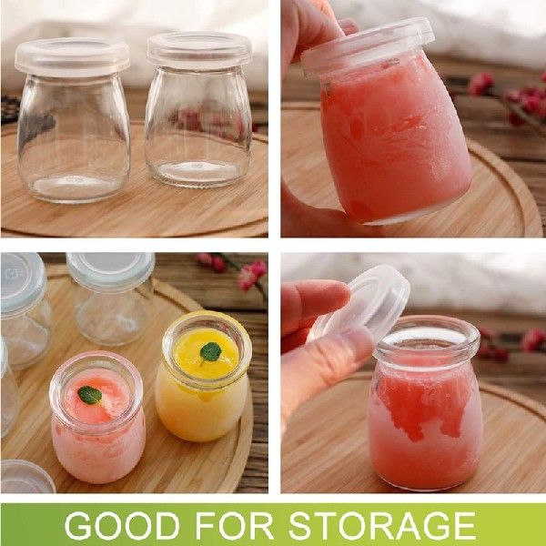 8 Pieces Mini Yogurt Jars Glass Pudding Cups with PE Lids - 图3