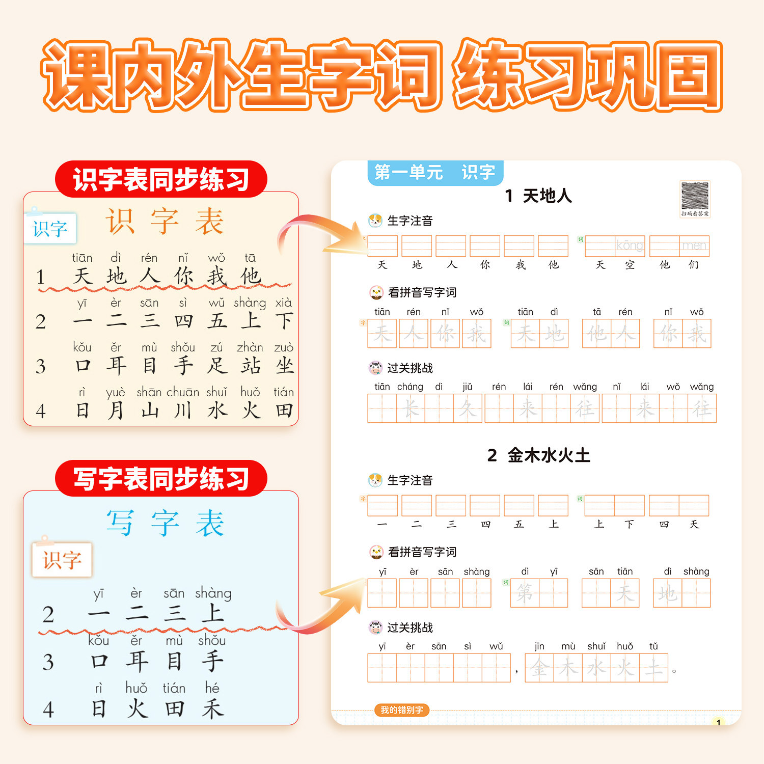 2026年新版看拼音写词语一年级上下册同步练习册教辅资料人教版小学生语文专项训练同步生字组词造句本拼音专项练习册拼音拼读能手