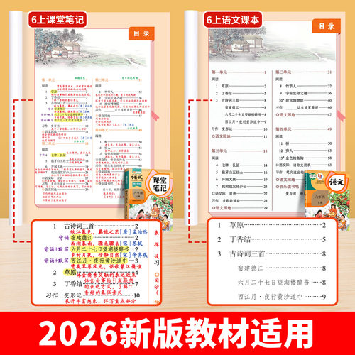 2026年新版六年级上册下册课堂笔记语文6六上数学英语人教版pep小学学霸笔记语数英全套课本同步新教材全解斗半匠课前预习语文书 - 图0