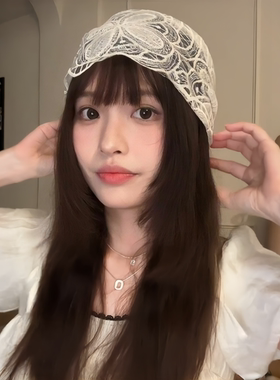 夏季薄款透气蕾丝堆堆帽显脸小