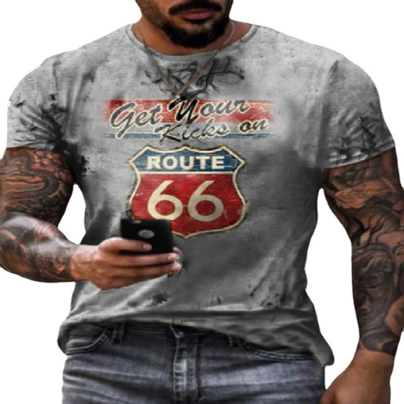 66号公路印花短袖T恤Route 66 3D printed short-sleeved t-shirt - 图3