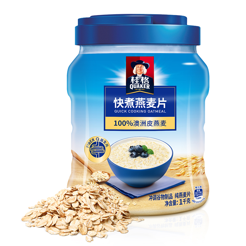 桂格快煮燕麦片1000g*1罐装冲饮谷物原味营养燕麦片桶装早餐代餐 - 图2
