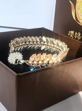 深海鎏金｜宝蓝香槟马眼锆石手链