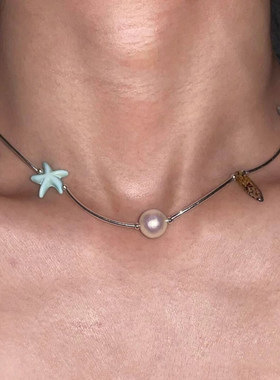 海边多巴胺彩色海星项链女2026新