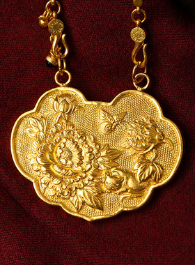 如意锁铜镀k金项链情人节礼物