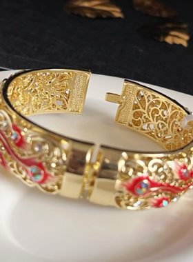 北京特产景泰蓝手镯开口合金镂空凤凰镯子故宫旅游纪念礼品送朋友