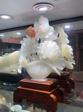 天然玉石摆件手工雕刻富贵平安乔迁开业客厅玄关办公室装饰送礼品