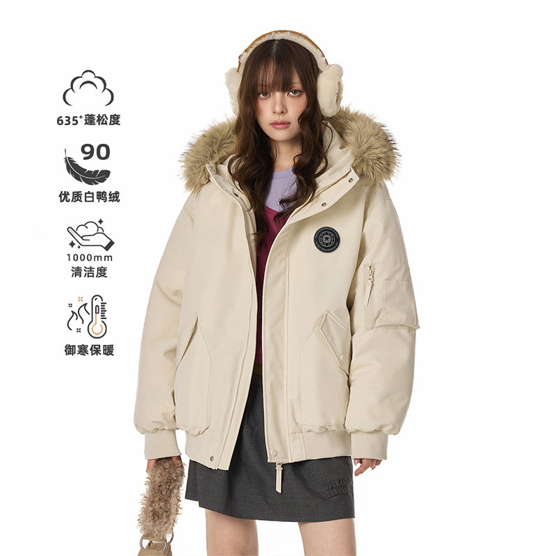 GOLFCROSS毛领轻薄羽绒服男女款冬季2025新款工装派克服外套加厚,淘宝优惠券,粉丝福利购,淘宝优惠卷