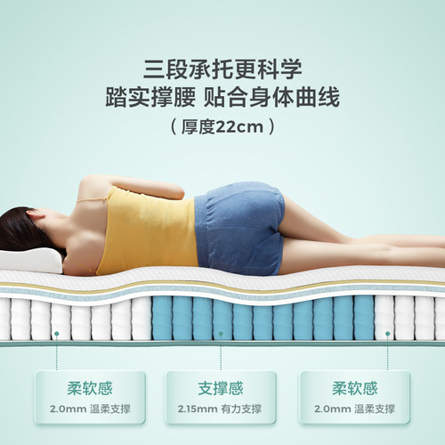 林氏睡眠家用弹簧床垫静音22CM厚0压感双人垫家具CD169政府补贴 - 图0