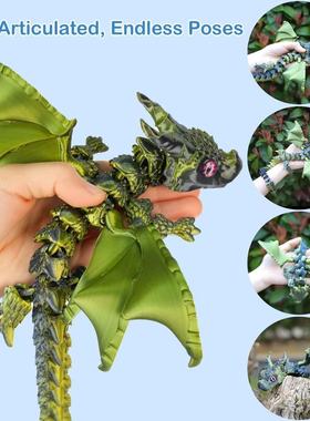 3D打印双角飞龙带翅膀多关节灵活可动镭射渐变爆款模型儿童玩具