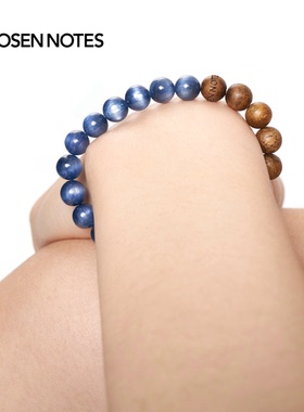 秋拾记 戴香珠宝系列「深空」蓝晶石蓝虎眼奇楠沉香手串