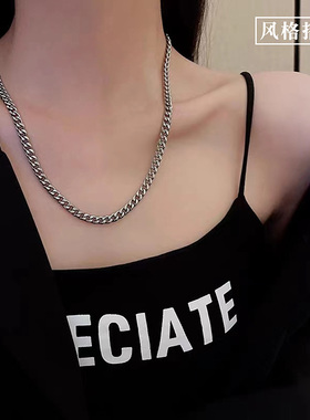 古巴链不掉色项链男潮酷男生