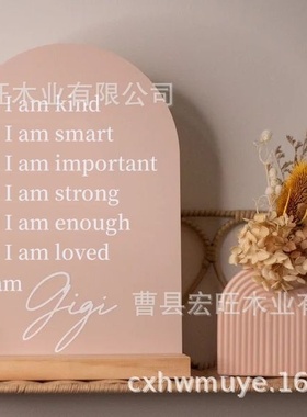 跨境新品亚克力带颜色地板刻字纪念日摆件教师护士情侣婚礼桌号摆