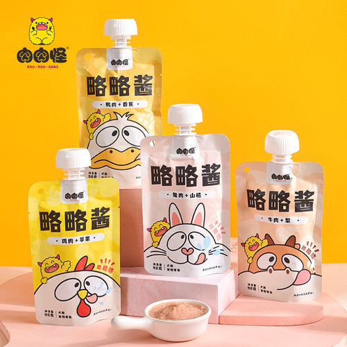 肉肉怪狗零食大型犬小型犬通用泰迪金毛犬用略略酱湿粮包拌饭90g - 图3