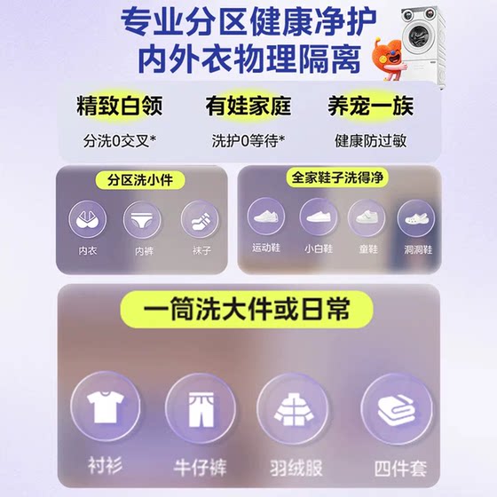 美的洗衣房可爱多三筒洗衣机11kg+3kg洗鞋机洗脱烘一体全自动套装