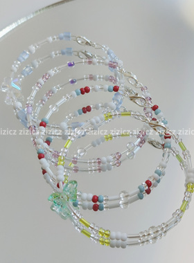 zizicz【幻彩蝴蝶】原创小众全新配色清透蝴蝶米珠女手链串珠饰品